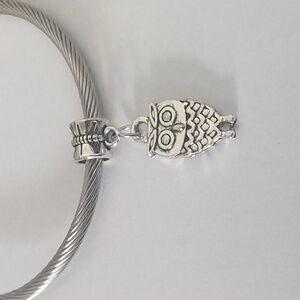 Silver‎ Owl Dangle Charm for Pandora Style Bracelet